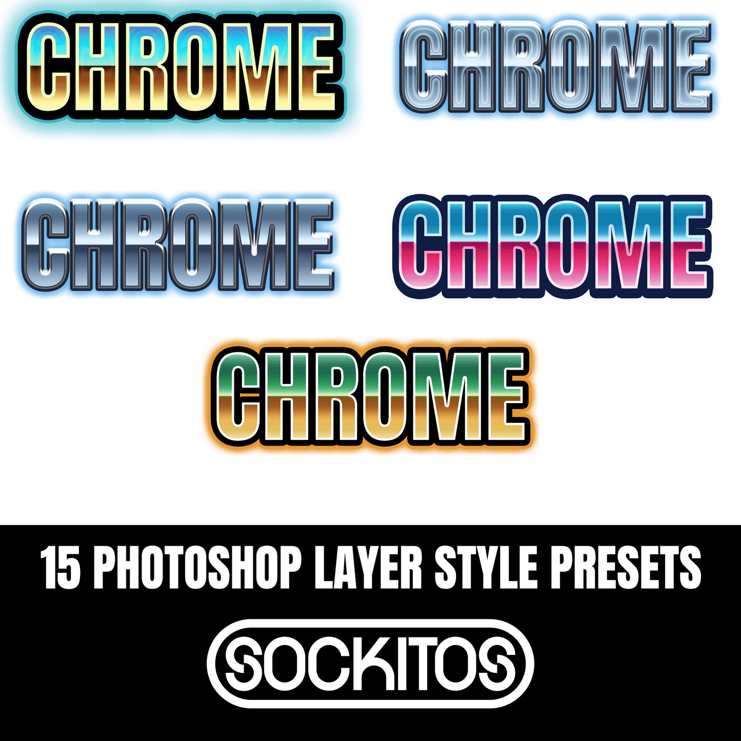 15 Chrome Photoshop Layer Style Presets